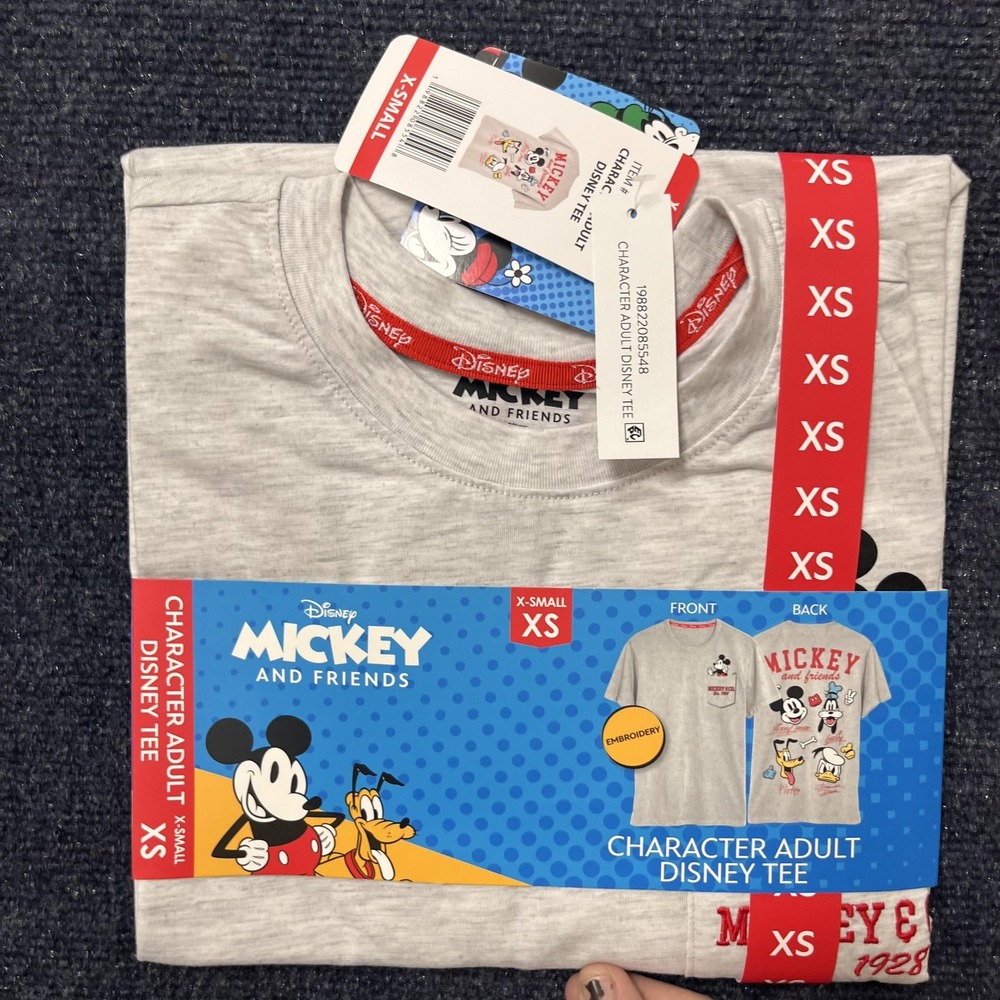 Disney Mickey & Friends Shirt Mens XS Gray Pocket Graphic Tee T-Shirt Cartoon